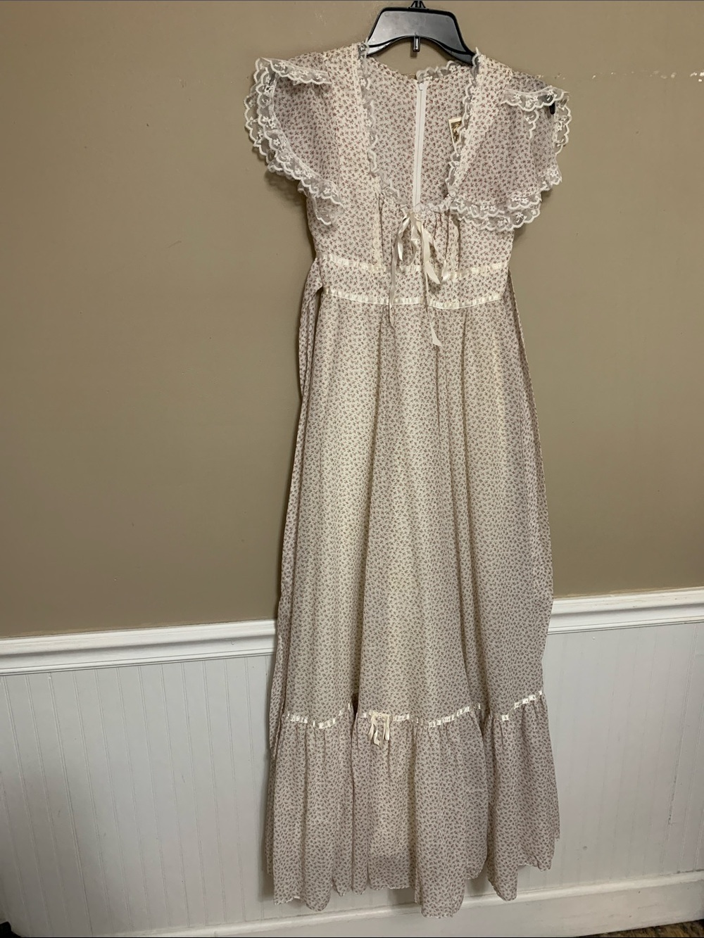 VTG GUNNE SAX Women’s Floral Pink Cream SZ 5 Maxi Dress Cottagecore Festival
